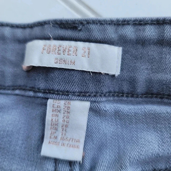 Forever 21 Gray Denim Stretch  Skinny Jeans Women’s  28x27 High-Rise Sz 28 - Picture 7 of 9